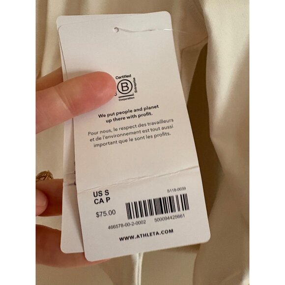 Athleta NWT Shanti Scoop 3/4 Sleeve Top Magnolia White Size Small - Picture 5 of 13